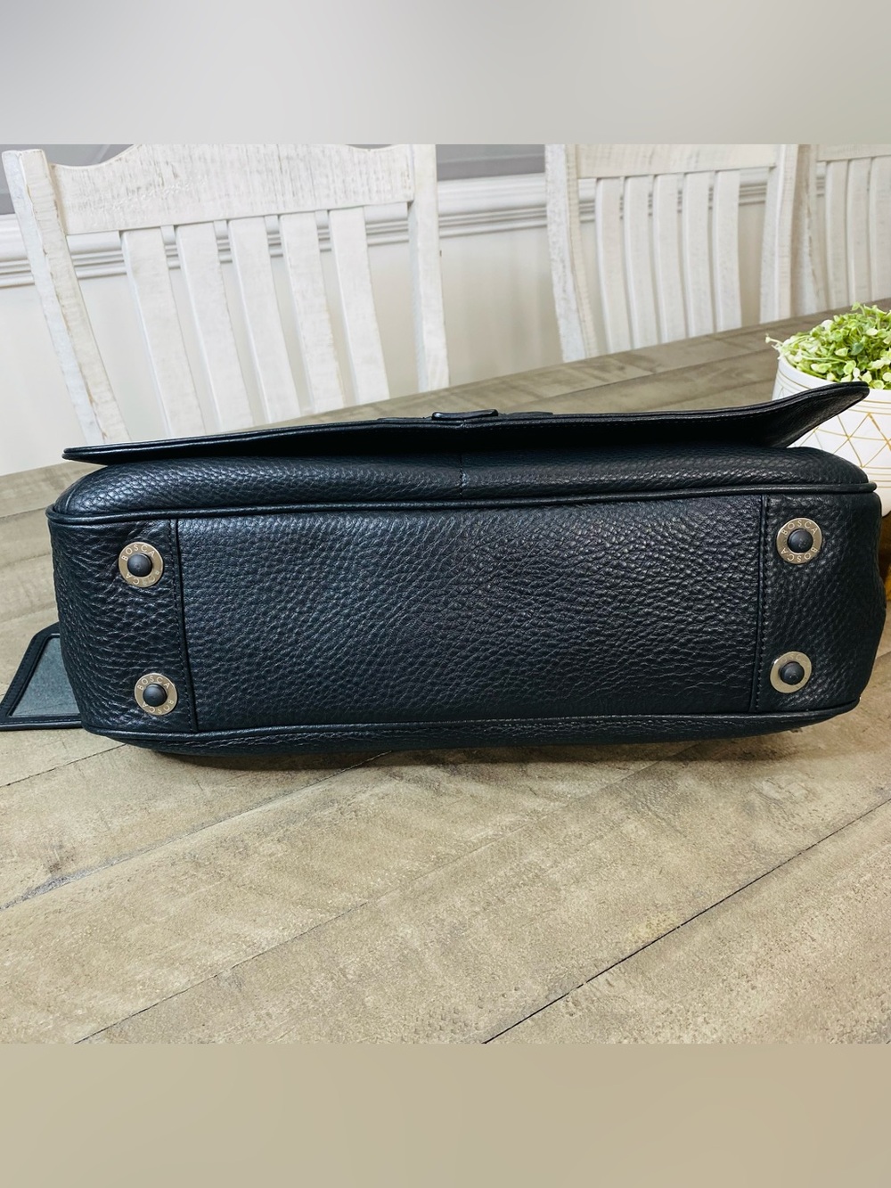 Bosca Tribeca Black Leather Messenger Bag Made In Italy - Picture 7 of 11
